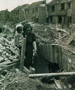 All around are devastated houses yet this mother and her four children survived to tell the tale in 1944 thanks to their shelter.