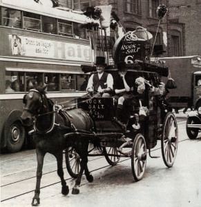 Brush hawker and rock salt seller Bill Davy was a familar sight in streets around the Caledonian Market in London before the last war.