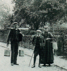 When the pace of life seemed more calmer than today. In the village street where the author grew up and continues to live, a neighbour complete with yoke and pails sets off to milk his cows.