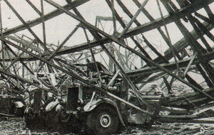 Devastation in the bus garage on August 27th, 1940, in Gillingham.