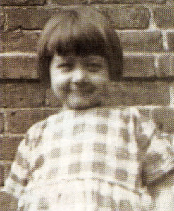 The mischievous face of Marj. Busby when she was a toddler living in a flat at West Hendon High Street.