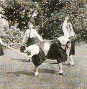 Practising a folk dance at the camp.