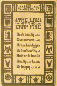 The Law of the Camp Fire as memorised by every Camp Fire Girl.