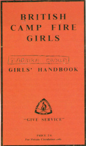 The British Camp Fire Girls’ Handbook, with the motto ‘Give Service’.