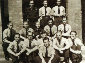 SHQ staff at West Mailing, Kent, in 1947. James Skinner is on the right end of the front row.