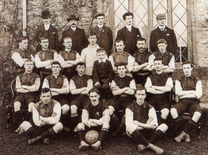 A football team photograph of 1902/03, with the author’s father on the left of the top row. Upon seeing any such photograph from that period, one cannot help wondering how many of the young men seen were later killed in the First World War.
