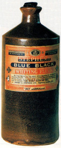 Remember how most of the ink we once used at school was knoum as blue-black? This splendid container of Stephens’ Blue Black uniting fluid serves as a timely reminder.