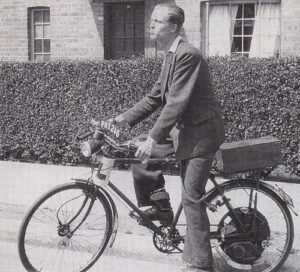 By the time Maurice Rudge acquired this Cyclemaster-equipped bicycle, he thought the test required had become a little stiffer!