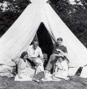 Campers on the beach outside Shanklin around 1934. The author’s mother and much younger brother are on the right.