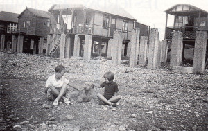 A happy holiday with an unhappy ending: Doris Jenner (left) and her sister on the beach at Bishopstone only a few days before war was declared. The chalet, which they never saw again, is in the background.