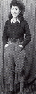 The author poses proudly in her Women’s Land Army uniform the very day she received it.