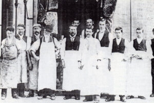 The staff of a branch of Clements & Sons in Wyndham Street. Their main shop, in the town’s High Street, was the most important shop for food provisions. One of the men in this group became the writer’s father-in-law at a very much later date.