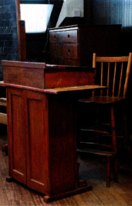 The teacher's desk from the 1940s.