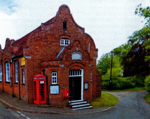 The village school. Road to the right was just a track which ran down to the river Waveney