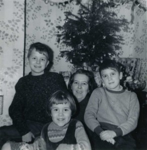 Festive gathering - left to right - me, mum, brother and sister (front) - note the stylish home-cut-hair.