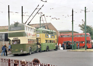Various trolley buses at the Black Country Living Museum.